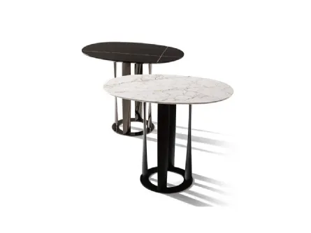 Tavolino rotondo Boboli 476 con top in marmo e base in lamiera di acciaio di Cassina