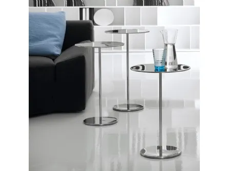Tavolino con base e top in acciaio inox Gliss di Cattelan Italia