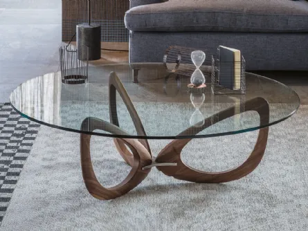 Tavolino in vetro con base in legno Helix di Cattelan Italia