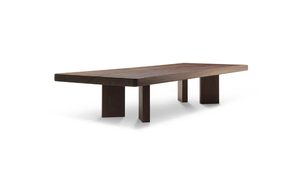 Tavolino in legno scuro a doghe Plana di Cassina