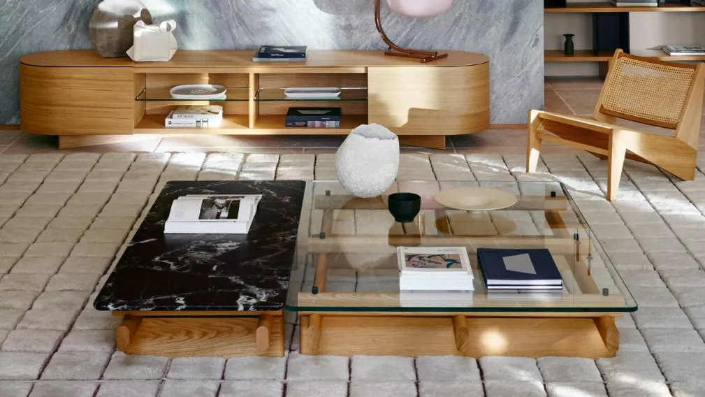 Tavolino Sengu Coffee Table in vetro o marmo di Cassina