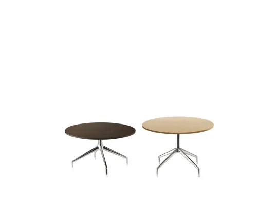 Tavolino rotondo Sina con top in legno e base in alluminio di B&B Italia