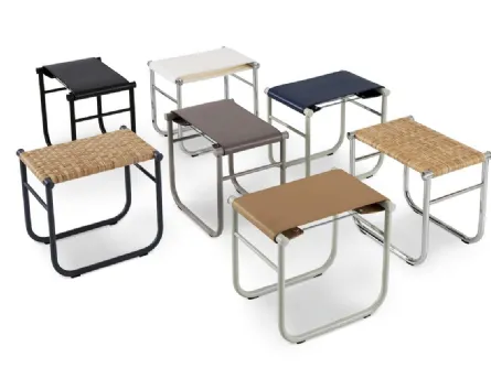 Tavolino Tabouret in cuoio, canna o tessuto di Cassina