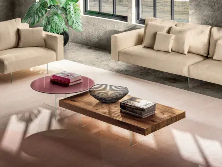 Tavolino Air rettangolare in legno di Rovere di Lago