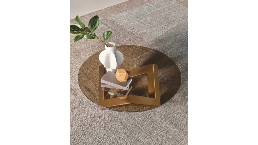 Tavolino Zen New con top in cristallo di Riflessi