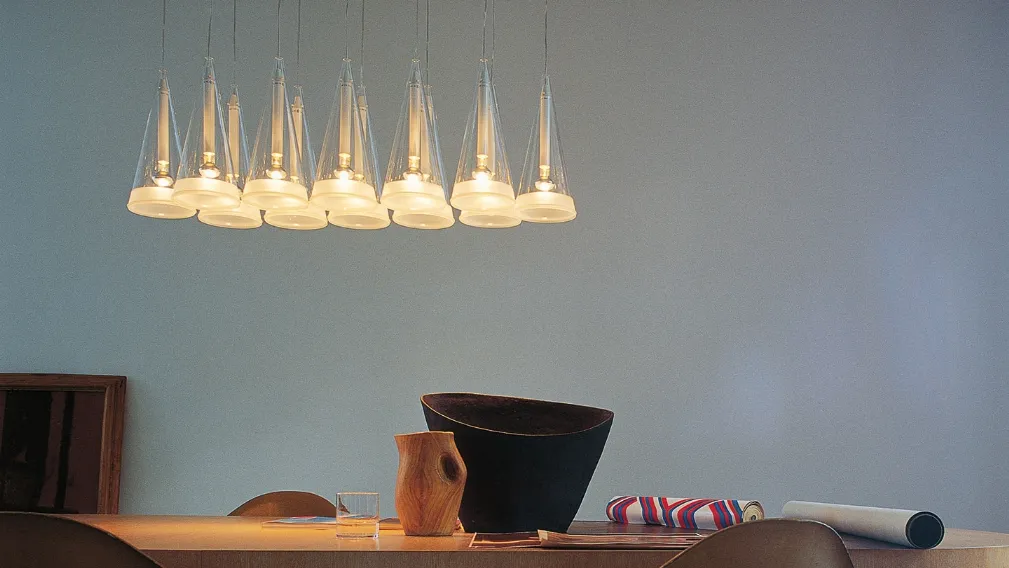 Lampada a sospensione in vetro di Flos