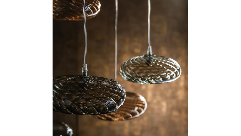 Lampada a sospensione con paralume in vetro borosilicato arancio o fumé Lim Z di Cattelan Italia