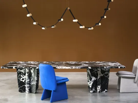 Lampada a sospensione in pelle e metallo Wave di Baxter