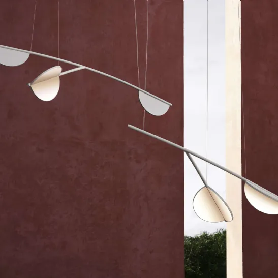 Lampada a sospensione con paralume in vetro artistico decorato trasparente Velar di Cattelan Italia