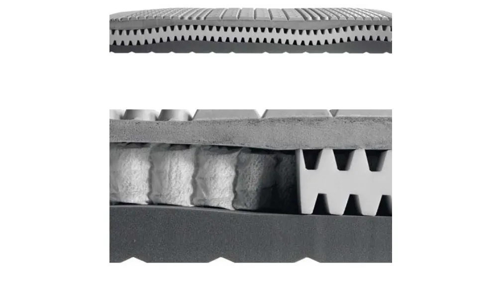 Materasso Wavecare con blocco ergonomico in PCM viscoelastico e molle insacchettate indipendenti di Flou