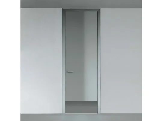 Porta per interni Link in vetro grigio cenere con telaio in alluminio di Rimadesio