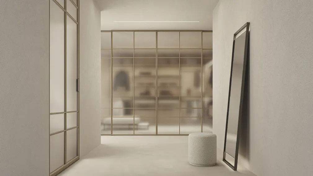 Porta per interni Maxi Scorrevole in vetro con telaio in legno di Rimadesio