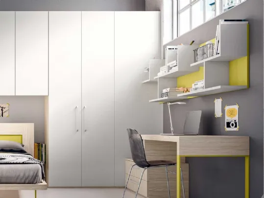 Armadio a ponte con ante battenti in laccato Bianco opaco Corner di Clever