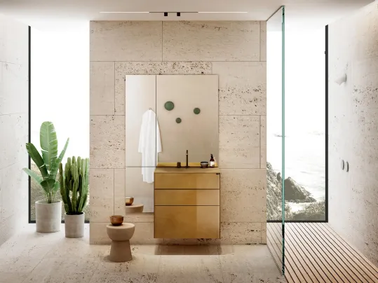 Mobile da Bagno sospeso in vetro con lavabo integrato 36e8 05 di Lago