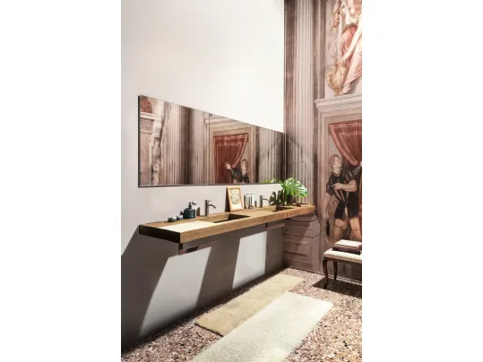Mobile da Bagno Depth WildWood in Rovere Naturale con lavabo in vetro trasparente di Lago