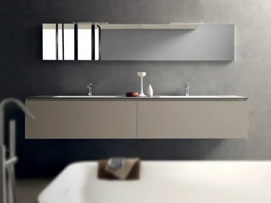Mobile da Bagno laccato con profili in metallo e top in laminato Light di Modulnova bagni