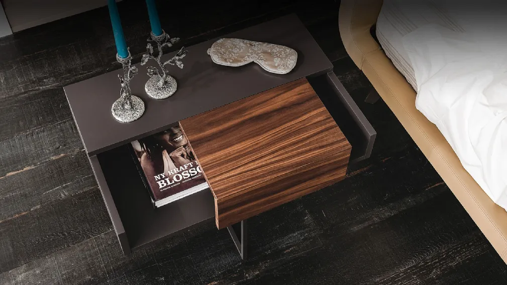 Comodino in legno con struttura in acciaio Dante di Cattelan Italia