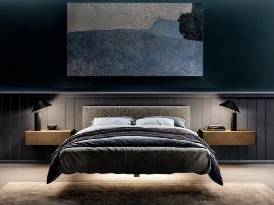 Comodino sospeso Materia 1070 in vetro finitura Metal XGlass Bronzo di Lago