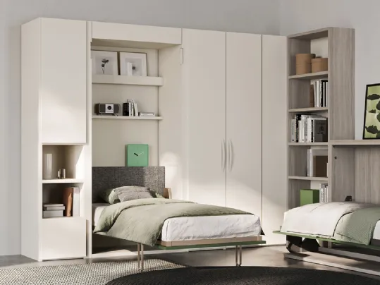 Letto singolo a scomparsa in laccato opaco Shin di Clever