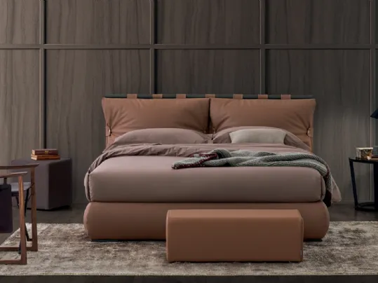 Letto in pelle Dual Round con box contenitore di Oggioni