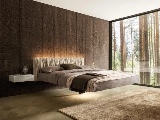 Letto sospeso con testiera in tessuto arricciato Fluttua Replis di Lago