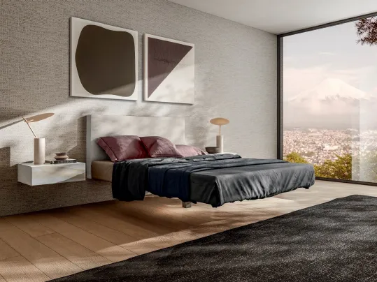 Letto sospeso con testiera in tessuto Fluttua di Lago