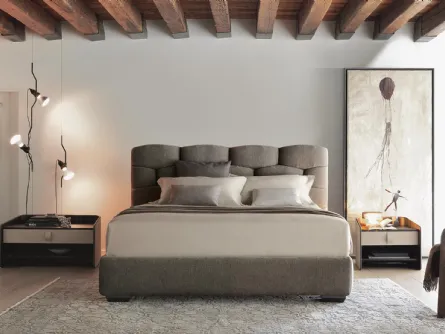Letto in tessuto con testiera classica intrecciata completamente sfoderabile Majal di Flou