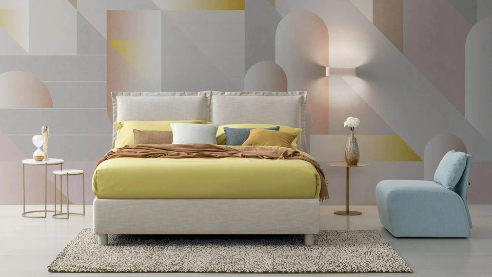 Letto in tessuto Vivian con box contenitore di Oggioni