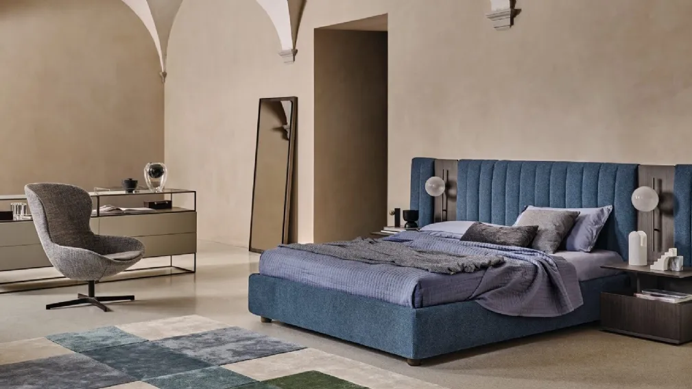 Letto in tessuto con testiera imbottita modulabile Otello di Ditre Italia