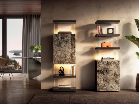 Libreria di design Air 2682 in vetro effetto marmo di Lago