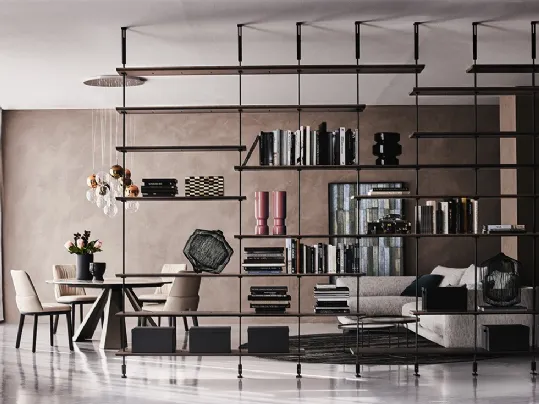 Libreria divisoria in legno e acciaio verniciato Airport di Cattelan Italia