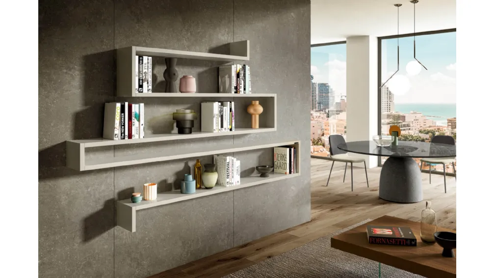 Libreria sospesa componibile LagoLinea Modulare laccata Bianca di Lago