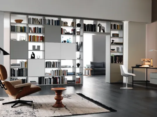 Libreria divisoria bifacciale Modo M6C93 in laccato opaco di Sangiacomo