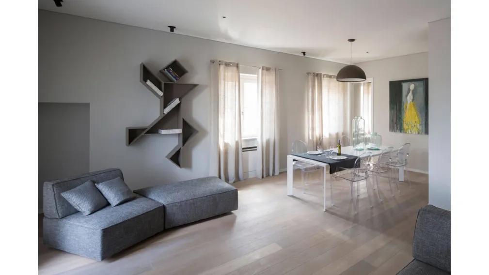Libreria componibile Tangram in laccato opaco Grigio di Lago
