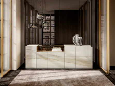 Madia 36e8 Glass 1337 in vetro con finitura marmorea Calacatta Gold di Lago