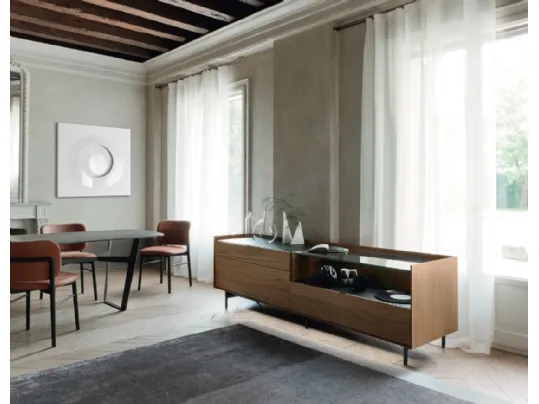 Madia Cabaret 56B in impiallacciato Noce e top in ceramica di Sangiacomo