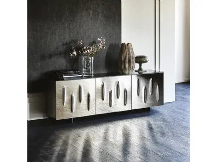 Madia in legno con ante bombate in cristallo specchiato bronzo Carnaby di Cattelan Italia