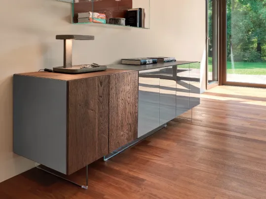 Madia 36e8 20500 in vetro lucido colore Ferro e legno di Rovere Wildwood scuro di Lago