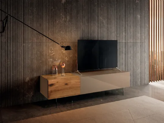 Mobile Porta Tv 36e8 0523 in legno e vetro laccato opaco di Lago