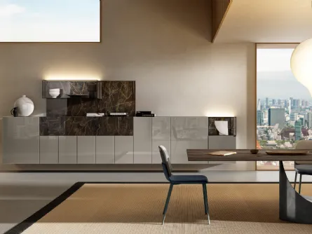 Mobile sospeso 36e8 Elegante in vetro laccato Grigio lucido di Lago