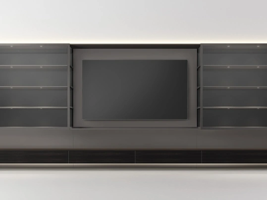 Parete Attrezzata Abacus Grafite in laccato e tinto ebano di Rimadesio