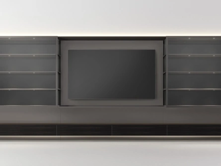 Parete Attrezzata Abacus Grafite in laccato e tinto ebano di Rimadesio