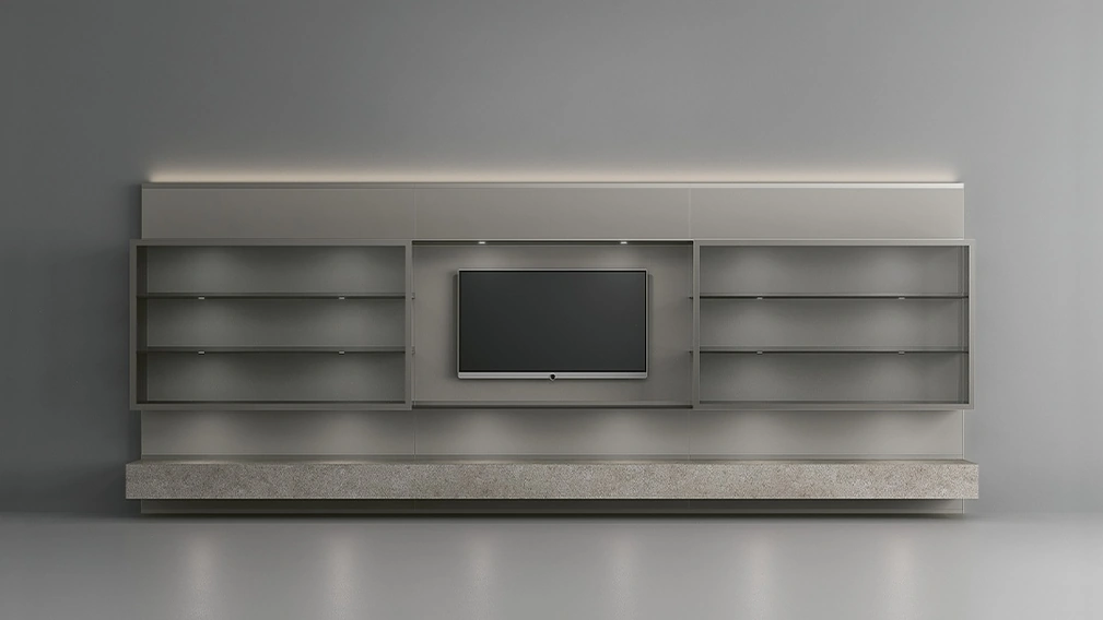 Parete Attrezzata Abacus Platino di Rimadesio