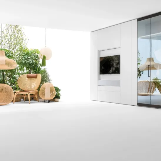 Parete Attrezzata Living con ante in vetro di Caccaro