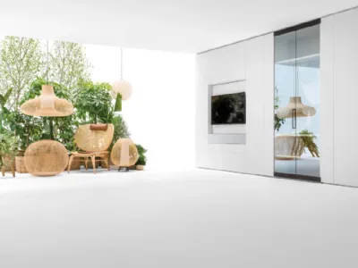 Parete Attrezzata Living con ante in vetro di Caccaro