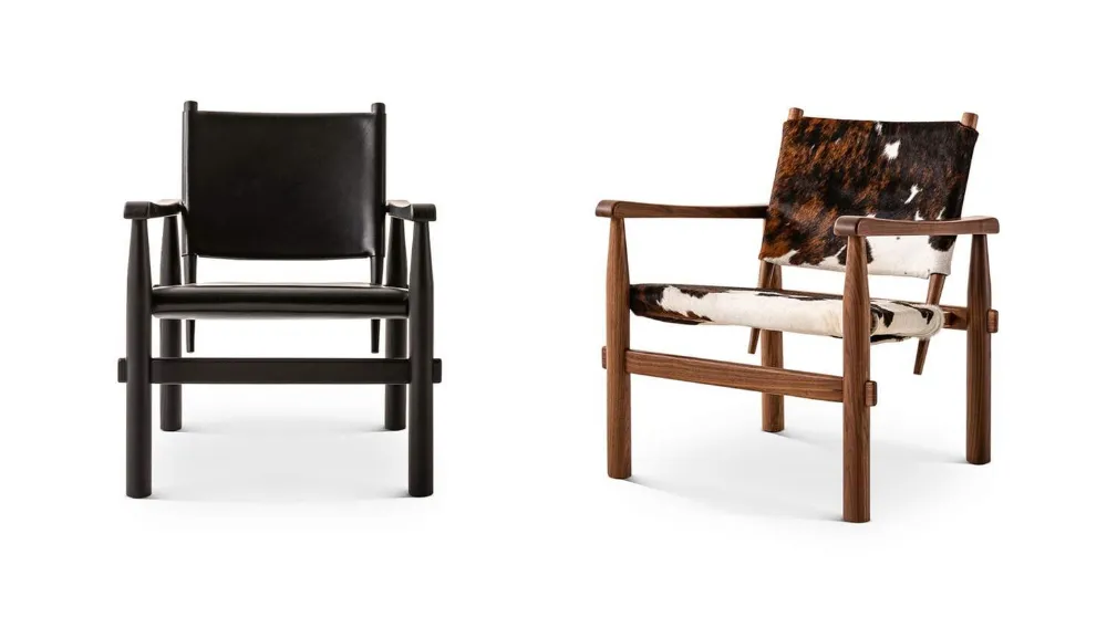 Poltroncina Doron Hotel in pelle con struttura in legno di Cassina