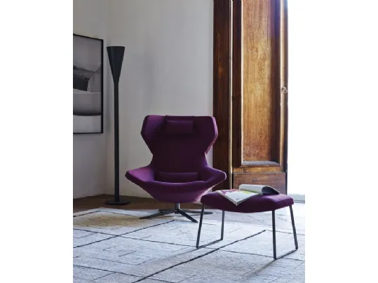 Poltrona di design in tessuto viola con schienale alto Metropolitan 14 di B&B Italia