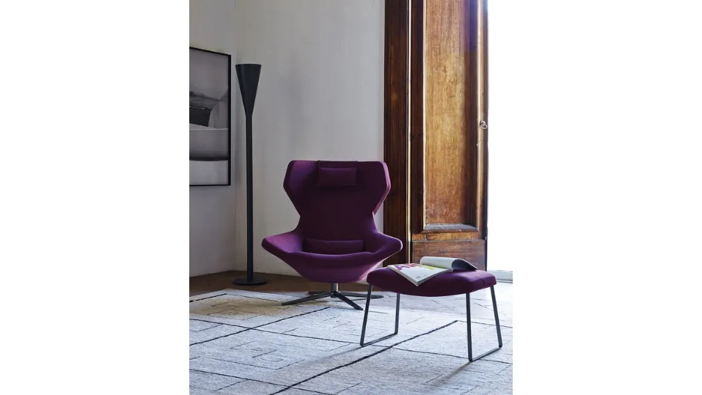 Poltrona di design in tessuto viola con schienale alto Metropolitan 14 di B&B Italia