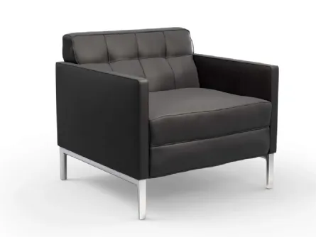 Poltrona Volage EX S Night in pelle con base in alluminio cromato lucido di Cassina