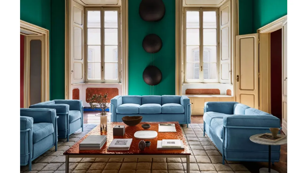 Divano lineare 2 Fauteuil Grand Confort in tessuto imbottito di Cassina
